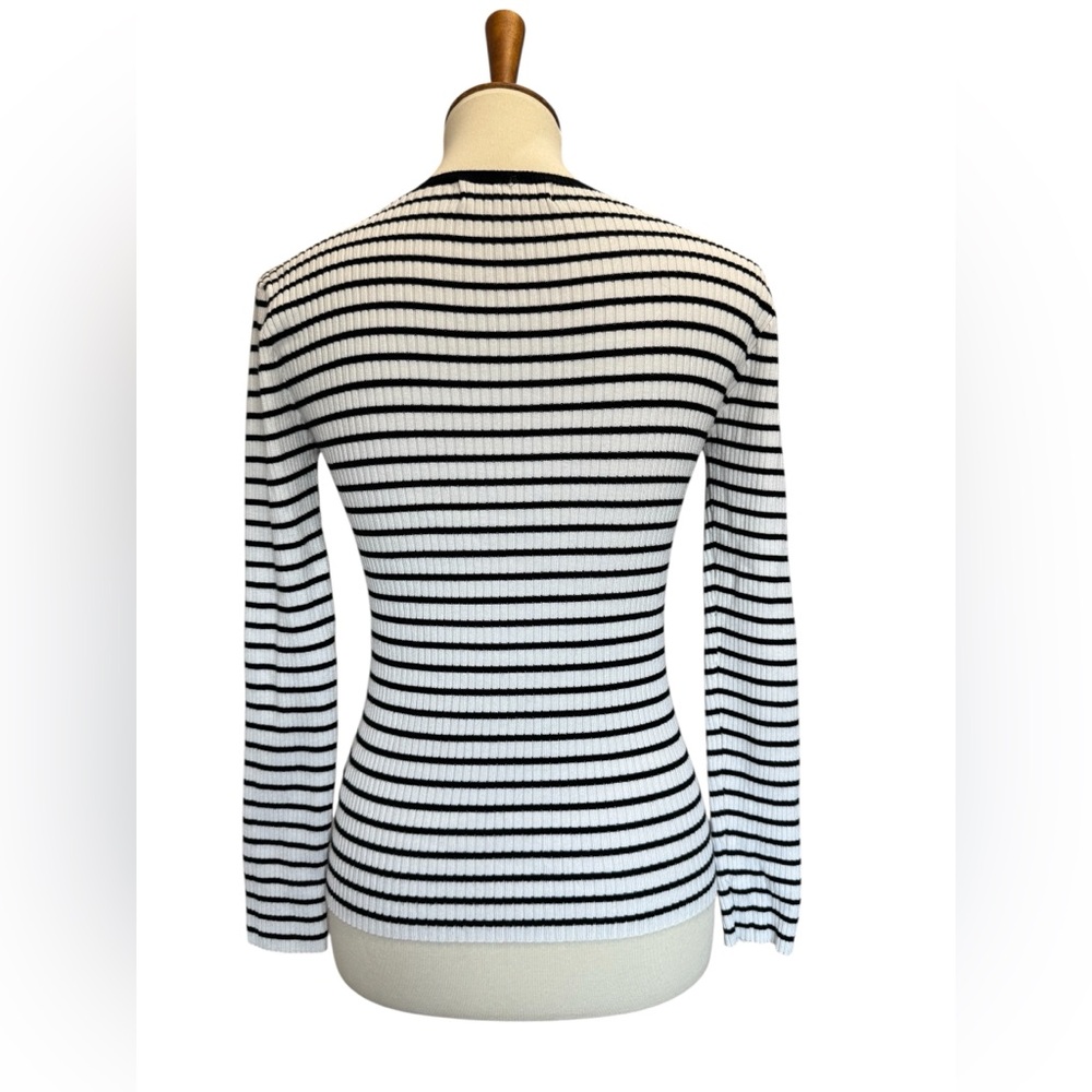 Philosophy Black and White Ribbed Long Sleeve Blouse #144 - Picture 2 of 4